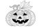 Doodle design of Halloween pumpkin for Halloween card invitations and adult coloring book pages for anti stress
