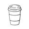 Doodle of disposable paper cup with coffee or tea