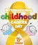 Doodle Drawn over Golden Ribbon for International Childhood Cancer Day, Vector Illustration