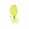 Doodle dripping ice cream lime popsicle with drops and puddle. Perfect print for T-shirt, stickers, poster. Hand drawn isolated