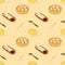 Doodle dumpling or wonton pattern background.