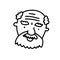 Doodle elderly Man face with Bald, beard, wrinkles