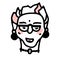 Doodle elderly woman with glasses, pink hair