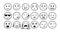 Doodle Emoji Face Sign Black Thin Line Icon Set. Vector