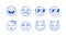 Doodle emoticons stickers set laughing cool sleeping sick demon. Transparent background