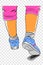Doodle flat color Foot of walking woman, at Transparent Effect Background