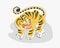 Doodle flat vector illustration of traditional Korean painting of decorative tiger