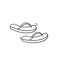 Doodle flip flop sandal illustration icon with hand drawn line art style