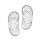 Doodle flip flop shoes coloring page. Pair of summer slippers print