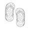 Doodle flip flop shoes coloring page. Pair summer slippers print