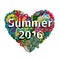 Doodle flowers heart with Summer 2016 text