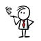 Doodle funny stickman in red tie smokes illustration,