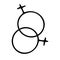 Doodle gender symbol. Two crossed symbols of venus