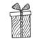 Doodle of Gift box with image of wavy lines