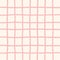 Doodle Gingham Check Plaid Vector Pattern. Vertical and horizontal hand drawn crossing pink stripes. Chequered freehand