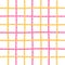 Doodle Gingham Check Plaid Vector Pattern. Vertical and horizontal hand drawn crossing textured pink and yellow stripes