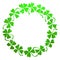 Doodle green clover shamrock circle wreath line art