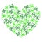 Doodle green clover shamrock heart vector line art isolated