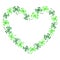 Doodle green clover shamrock heart vector line art isolated