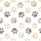 Doodle grey and gold paw print