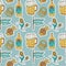 Doodle hand drawn Octoberfest seamless pattern.