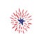Doodle hand drawn shooting star firework, celebrate USA holiday Independence day, fourth July. American flag colors. Congrats, 4th