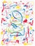 Doodle Handdrawn Pop Design, Primary Colors, Abstract Vibrant Line Illustration, Tablet Notebook Sketch