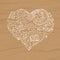 Doodle heart on textured brown card