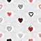 Doodle hearts seamless pattern.