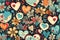 Doodle hearts wallpaper. Hand drawn love heart collection background