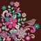 Doodle Henna Bird and Flowers Vector