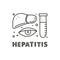 Doodle hepatitis medical icons and lettering.