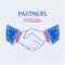 Doodle icon handshake. background for business and finance