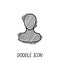 Doodle icon with human head. Symbol think and speak.