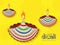 Doodle illustration of illuminated oil lamps Diya.