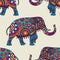 Doodle indian elephant seamless pattern