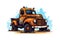 Doodle inspired Old rusty truck cartoon. Vector illustration design