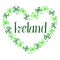 Doodle Ireland green clover heart vector lettering line art isolated