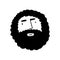 Doodle kind curly smiling man. Bearded face