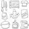 Doodle kitchen set hand draw