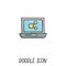 Doodle Laptop Icon illustration. Netbook, ultrabook.