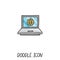 Doodle Laptop Icon illustration. Netbook, ultrabook.