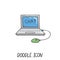 Doodle Laptop Icon illustration. Netbook, ultrabook.