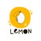 Doodle Lemon Fruit in Circle with Spots and Inscription Vector Illustration