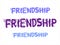 Doodle  lettering violet and blue word Friendship