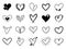 Doodle love heart. Loving cute hand drawn sketched hearts, doodle valentine heart shape drawing elements for greeting