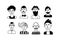 Doodle man. Hand drawn male faces with contemporary haircut and beard, social media user avatars, hipster man portrait, modern