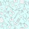 Doodle medical seamless pattern. Set of medicine icons