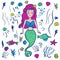 Doodle mermaid doodle sea illustration
