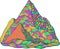 Doodle mountain. Psychedelic colored cartoon art. Vector illustr